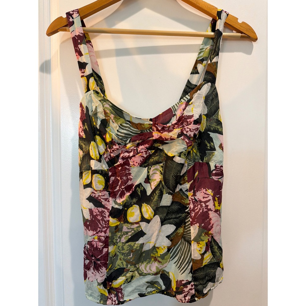 Cabi Floral Cotton Silk Blend Camisole Top 340 Sleeveless Blouse Womens 8